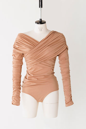 Nylon Jersey Gathered Bodysuit | Flanerie